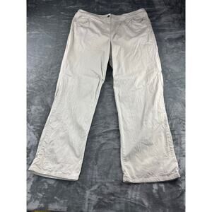 Eileen Fisher Pants Women 1X Khaki Cargo Office Straight Leg Cotton Light Cream